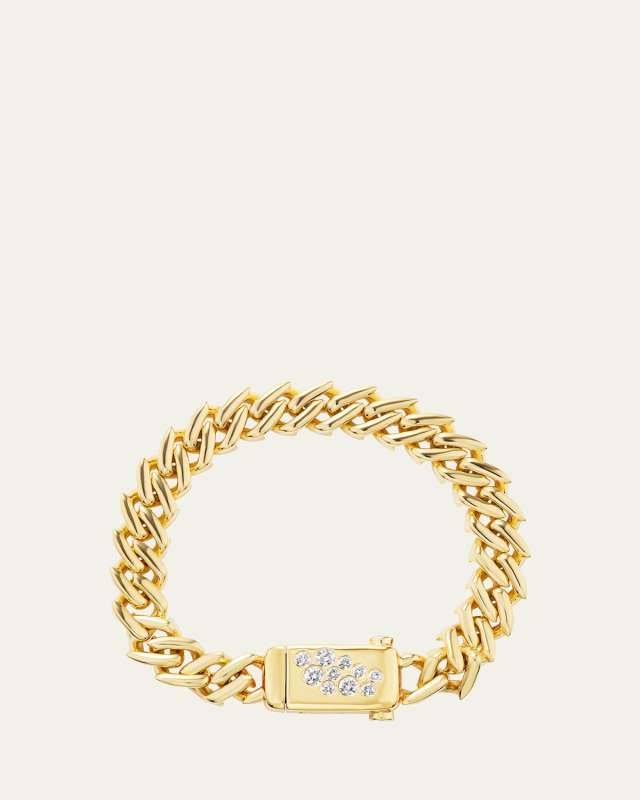 18K Yellow Gold Diamond Curb Chain Bracelet